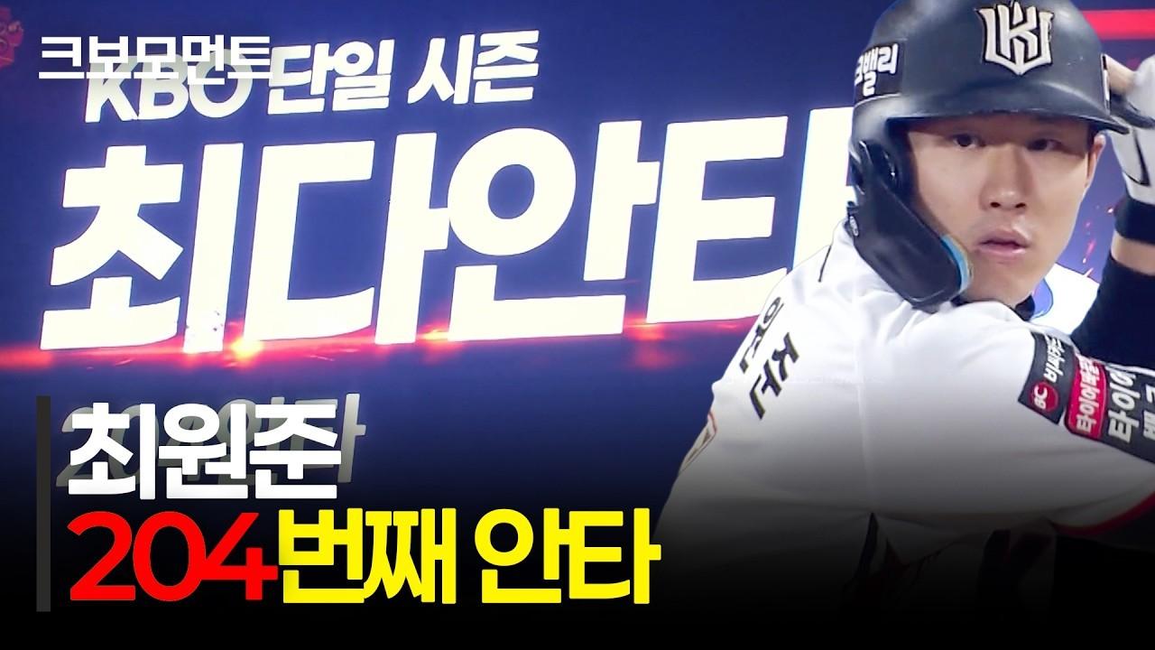 KBO 2026 : KT 최원준, 시즌 204번째 안타 기록 경신